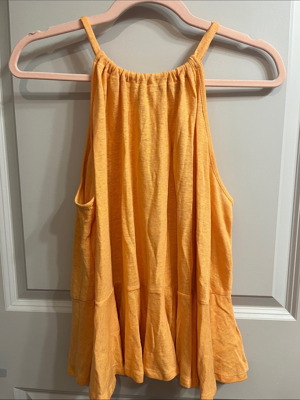 Old Navy Bright Tangerine Tank Top with Flowy Peplum Hem